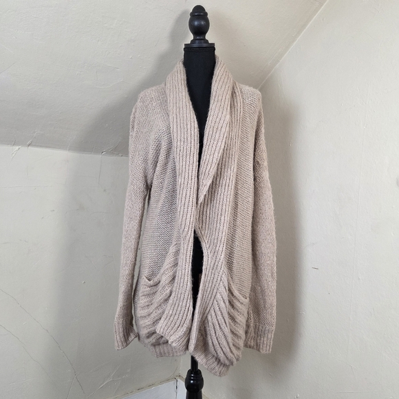 Holistia Alpaca Blend Tan Duster Cardigan with Pockets Women’s Size M - Picture 1 of 10